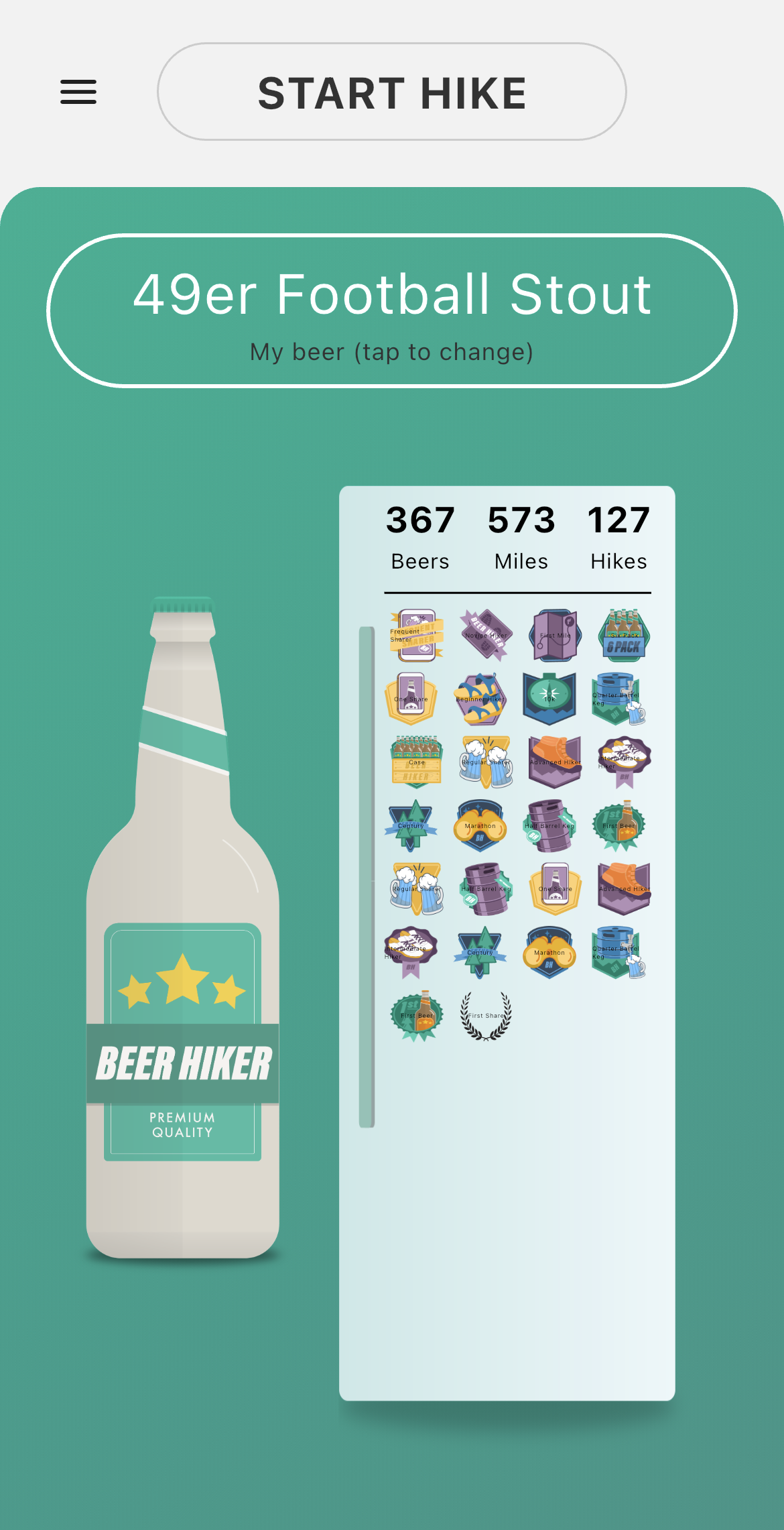 BeerHiker Main Screen